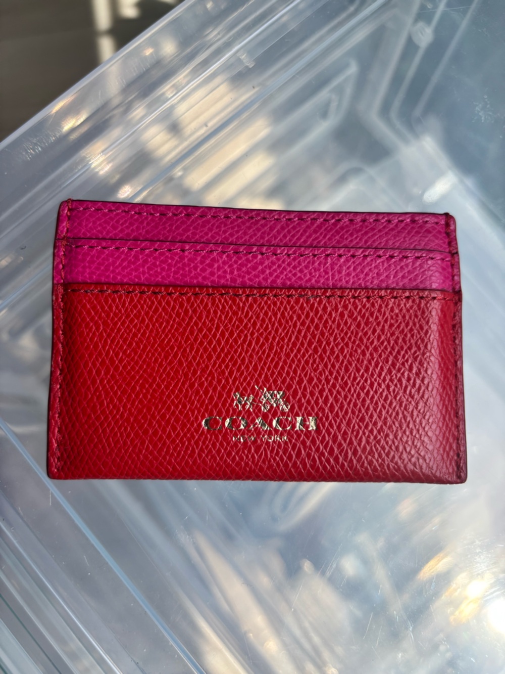 Coach Red & Fushia Pink Credit Card Holder